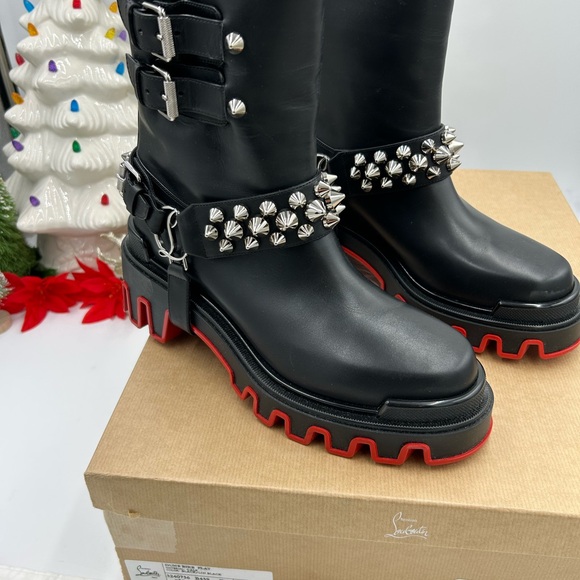 Christian Louboutin women's Dune bike spike Moto boots size 39 made in Italy - Picture 3 of 13